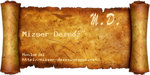 Mizser Dezső névjegykártya